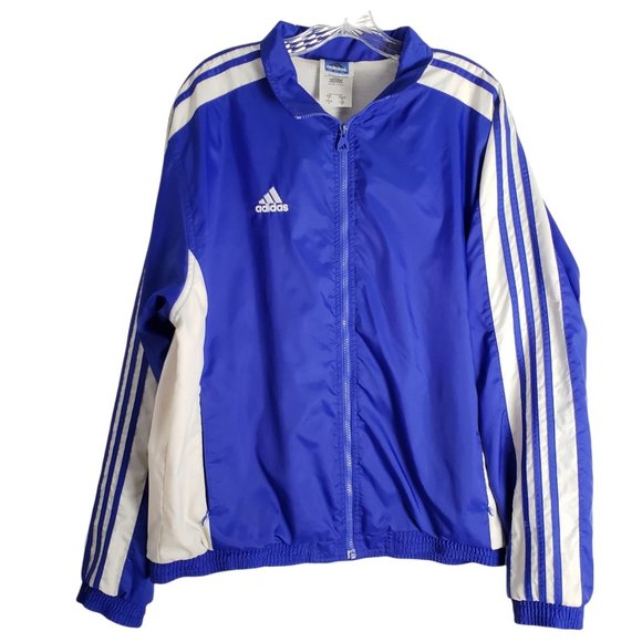 adidas Jackets & Blazers - Adidas Striped Windbreaker Oversized Logo Jacket Size Medium